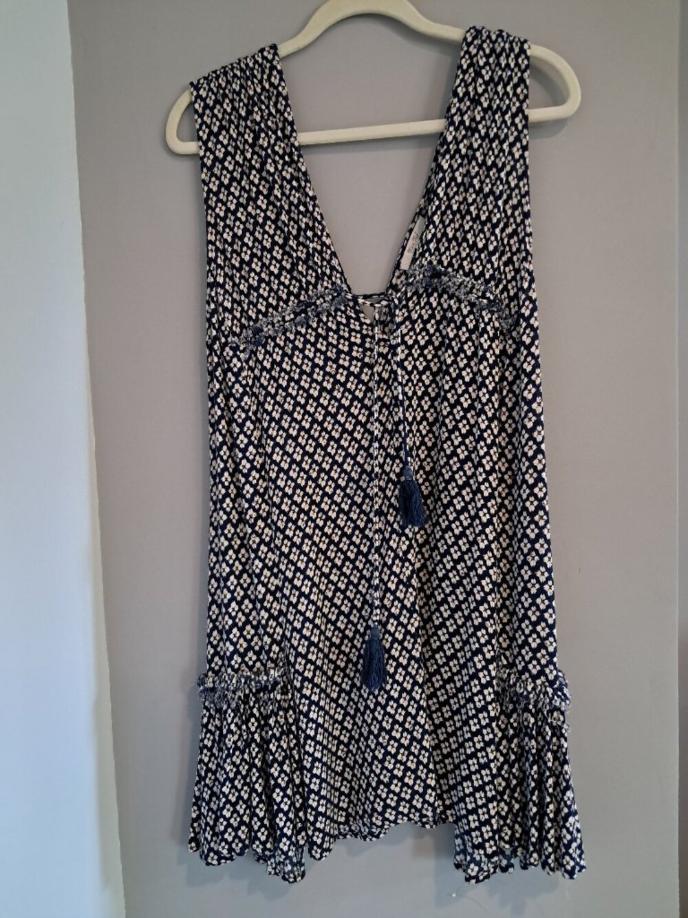 Miss. Me dress size medium tassels tank sleeveless blue floral